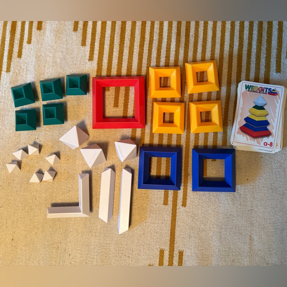 24-piece lot of Wedgits building blocks with cards